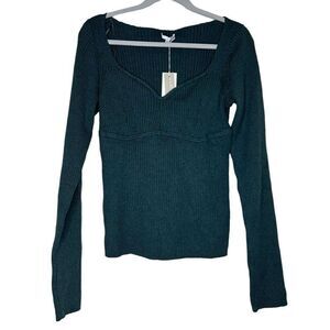 NWT Skin Worldwide Meg Cotton Cashmere Blend Ribbed Sea Moss Top XXL